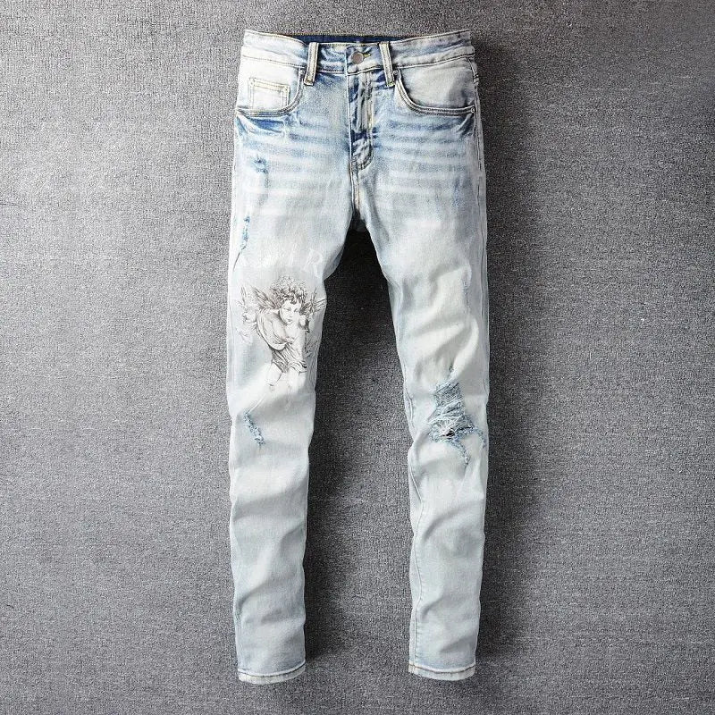 AMIRI - JEANS Black Letter Angel Printing My Store